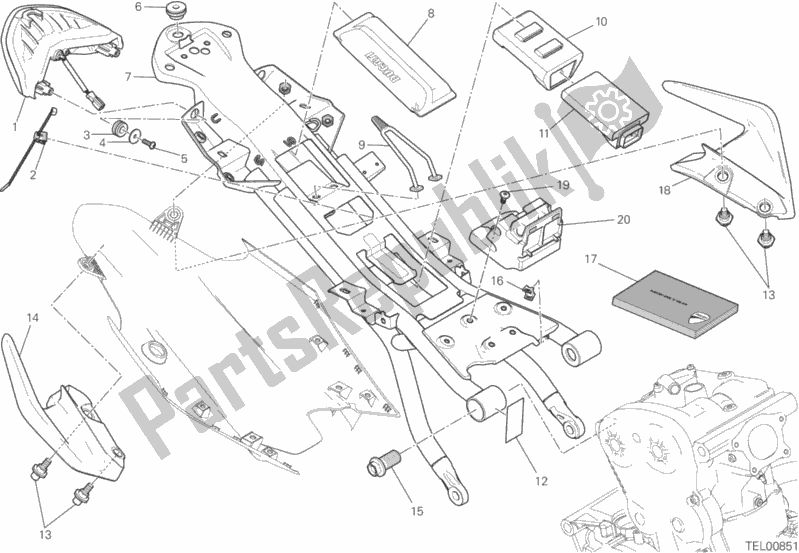 Alle onderdelen voor de Achterframe Comp. Van de Ducati Monster 821 Thailand 2016